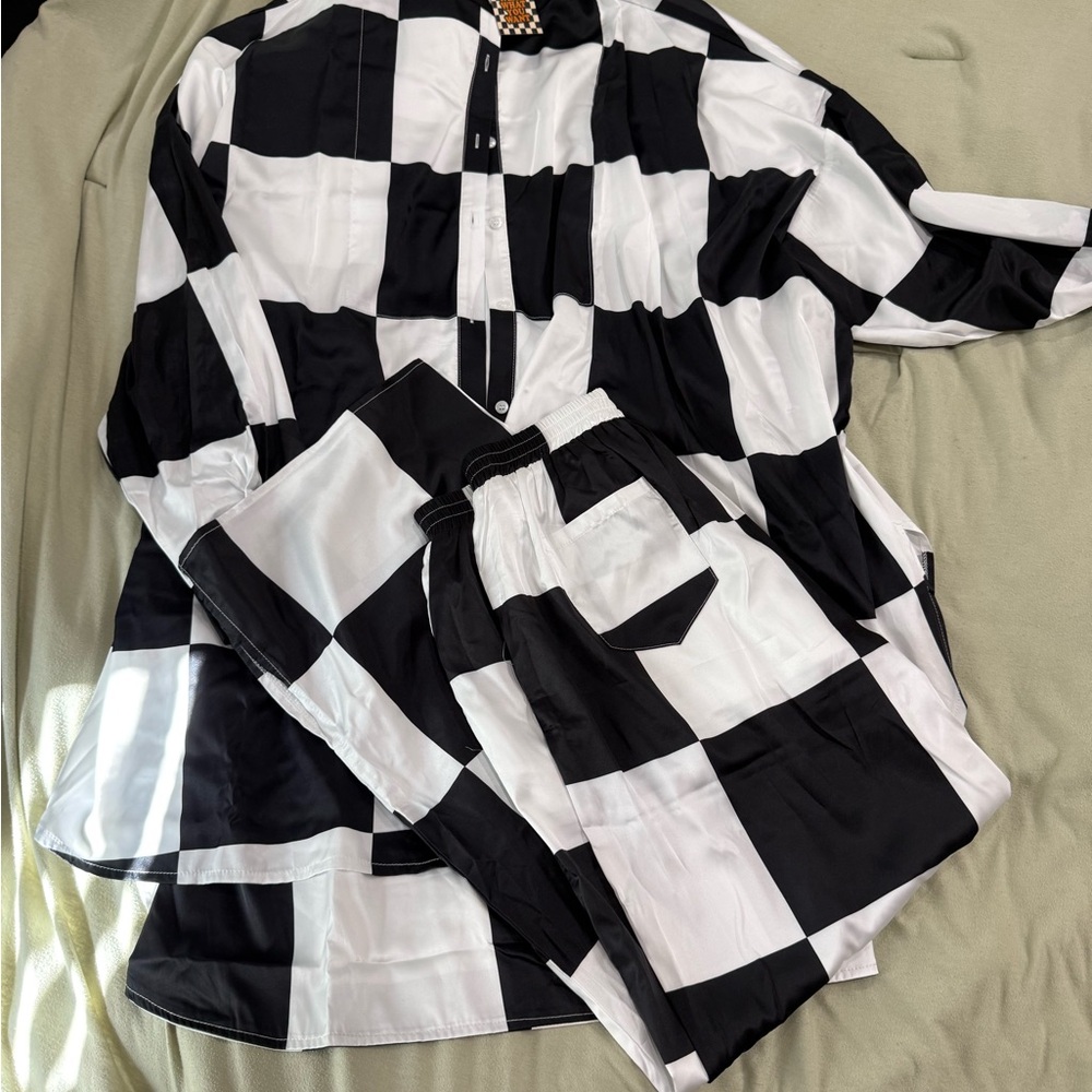 Black and White Checkered Pajama Set